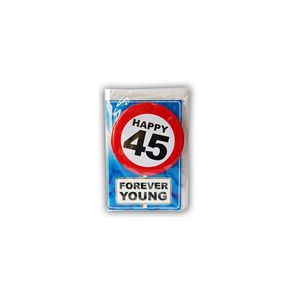 Happy Birthday kaart met button 45 jaar