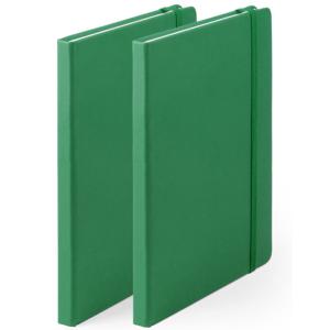 Luxe schriften/notitieboekje met elastiek - 2x - A5 - groen - 100x blanco paginas - opschrijfboekjes