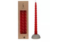Twisted candles set 3 st, red - Hortus