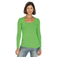 Lemon & Soda Bodyfit dames shirt lange mouwen - limegroen - Dameskleding basic t-shirts - thumbnail