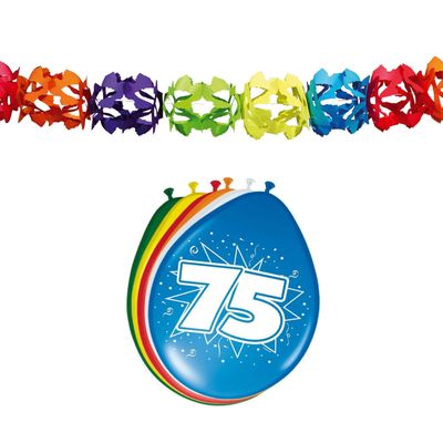 Folat Party 75e jaar verjaardag feestversiering set - Ballonnen en slingers