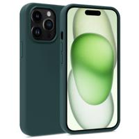 Basey Apple iPhone 15 Pro Max Hoesje Siliconen Hoes Case Cover - Donkergroen - thumbnail