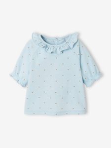 T-shirt met kraagje voor baby's blauw bedrukt