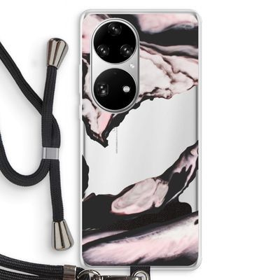 Roze stroom: Huawei P50 Pro Transparant Hoesje met koord