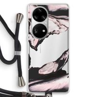 Roze stroom: Huawei P50 Pro Transparant Hoesje met koord