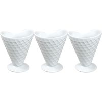 Set van 3x stuks ijs/sorbet coupes op voet wit porselein 9 x 11 cm