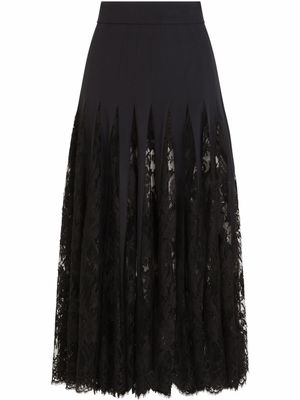 Dolce & Gabbana jupe en dentelle Chantilly à coupe mi-longue - Noir