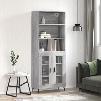 Hoge kast 69,5x34x180 cm bewerkt hout grijs sonoma eikenkleurig