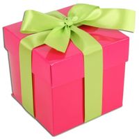 Kado doosjes roze met lichtgroene strik 10 cm vierkant   -