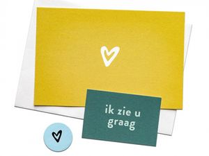 Lief voor elkaar - Wenskaart set - 'Love' - Wenskaart + mini + sticker - Love Ik zie u graag!