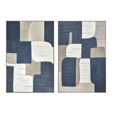 Schilderij Home ESPRIT Blauw Wit Abstract Stads 83 x 4 x 123 cm (2 Stuks)