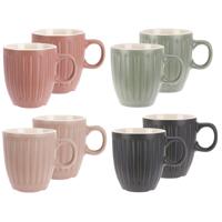 Excellent Houseware Koffiemok / theemok Line - 8x - kleurenmix - 150 ml - mokken - aardewerk