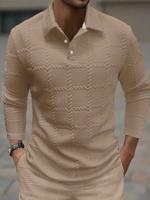 Bon&Bon Homme Men's Jacquard Knitted Long Sleeve Polo Shirt - Black Khaki_1 / L