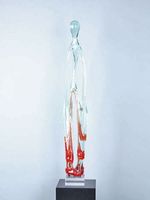 Glassculptuur Petrovskiy oranje/rood