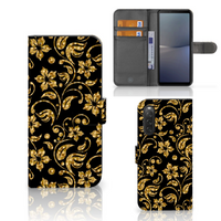 Sony Xperia 10 V Hoesje Gouden Bloemen - thumbnail