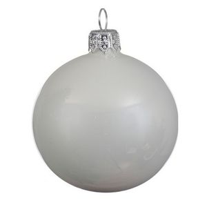 6x Glazen kerstballen glans winter wit 8 cm kerstboom versiering/decoratie   -