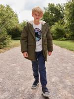 Parka met capuchon en sherpavoering voor jongens kaki