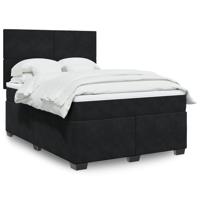 Boxspring met matras fluweel zwart 160x200 cm Boxspring met matras fluweel zwart 160x200 cm