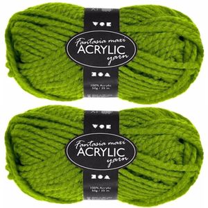 5x bolletjes groene maxi acryl wol/garen 35 meter