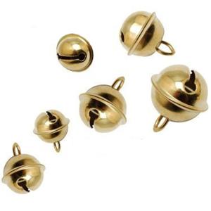 Belletjes - 28x - metaal - goudkleurig - met oog - 14 mm - hobby/knutsel/kerst