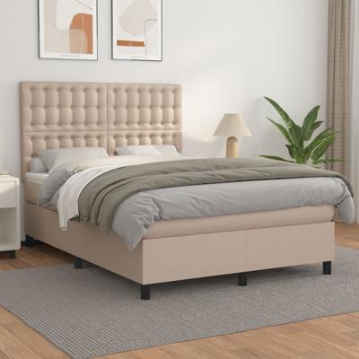 Boxspring met matras kunstleer cappuccinokleurig 140x190 cm