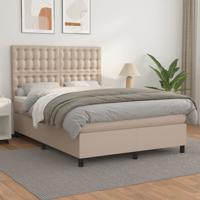 Boxspring met matras kunstleer cappuccinokleurig 140x190 cm