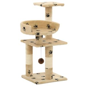 VidaXL Kattenkrabpaal met sisal krabpalen 65 cm pootafdrukken beige