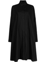 Rundholz robe-chemise mi-longue à col montant - Noir