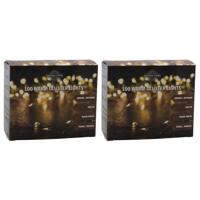 Draadverlichting - Set van 2x stuks - cluster - 100 led lampjes - warm wit - 250 cm - clusterverlich