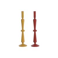 Kandelaar Home ESPRIT Mosterd Terra cotta Aluminium 10 x 10 x 41 cm (2 Stuks)
