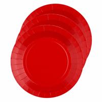 Santex Bordjes karton - 10x - rond - rood - 22 cm - feestbordjes - thumbnail