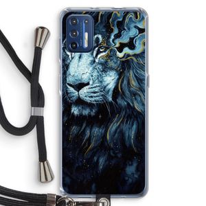 Darkness Lion: Motorola Moto G9 Plus Transparant Hoesje met koord