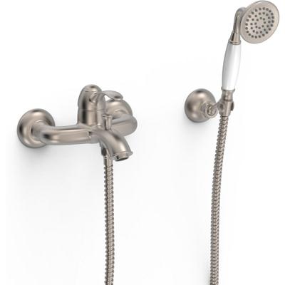 Badkraan Tres Clasic | Opbouw | Mengkraan | Incl.Handdoucheset | 2-weg | hoh 15 cm | 1-hendel | Vintage | RVS look