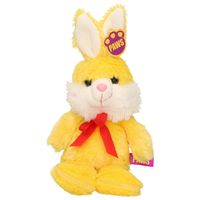 Paashaas/haas/konijn knuffel dier - zachte pluche - geel - cadeau - 32 cm - met strikje   -