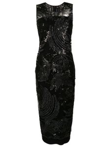 Gloria Coelho robe mi-longue brodée de sequins - Noir