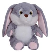 Pluche speelgoed knuffeldier Grijs konijn met flaporen van 24 cm - thumbnail