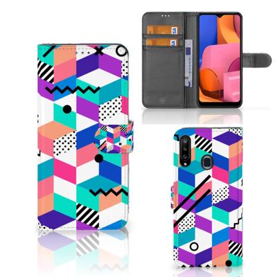 Samsung Galaxy A20s | Book Case | Blokken Kleurrijk