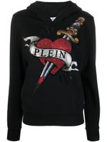 Philipp Plein hoodie à logo orné de cristal - Noir