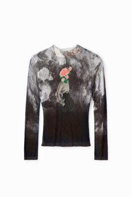 Dunne trui met vervormde print - BLACK - XL