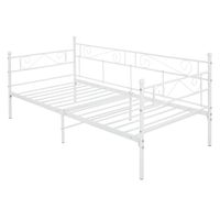 ML-Design metalen bed wit, 90x200 cm, op stalen frame met hoofdbord en voeteneind