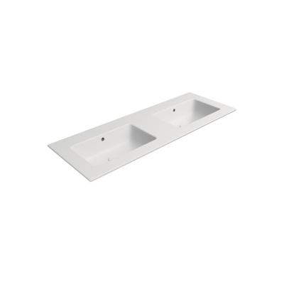 Dubbele Wastafel Keramiek Zonder Kraan Gat Sapho Pura 122x46 cm Mat Wit