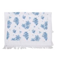 Gastendoekje Roosjes blauw wit