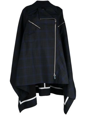 SHANG XIA cape zippée à carreaux - Bleu