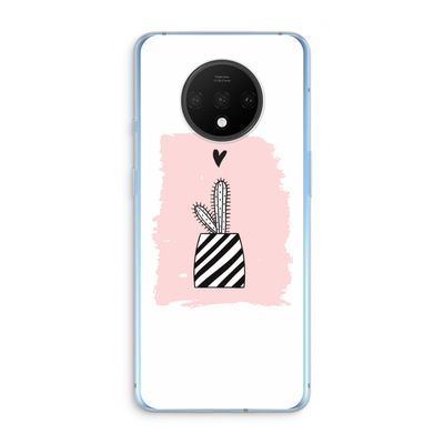 Zwart-wit cactus: OnePlus 7T Transparant Hoesje