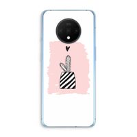 Zwart-wit cactus: OnePlus 7T Transparant Hoesje