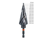 Rotec HSS Impact Trappenboor TiAlN Gecoat | Nr.2 E6.3 Ø4-30 - 425.0420