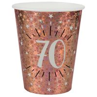 Verjaardag feest bekertjes leeftijd - 10x - 70 jaar - rose goud - karton - 270 ml Verjaardag feest bekertjes leeftijd - 10x - 70 jaar - rose goud - karton - 270 ml