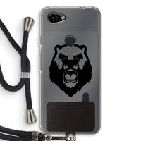 Angry Bear (black): Pixel 3a Transparant Hoesje met koord
