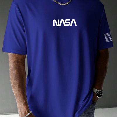 Bon&Bon Homme Men's Plus Size Navy Blue Slogan Print Casual T-Shirt Blue-2 / 5XL