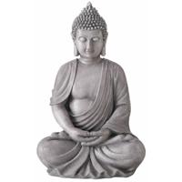 Boeddha beeld Karuso - binnen/buiten - kunststeen - antiek betongrijs - 26 x 17 x 39 cm   -